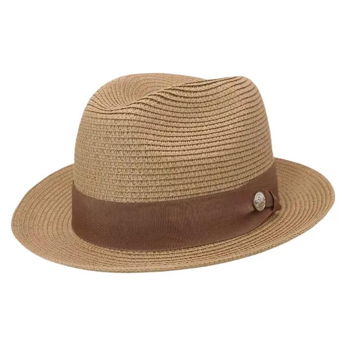 Chapeau de soleil en paille tressé à bord roulé