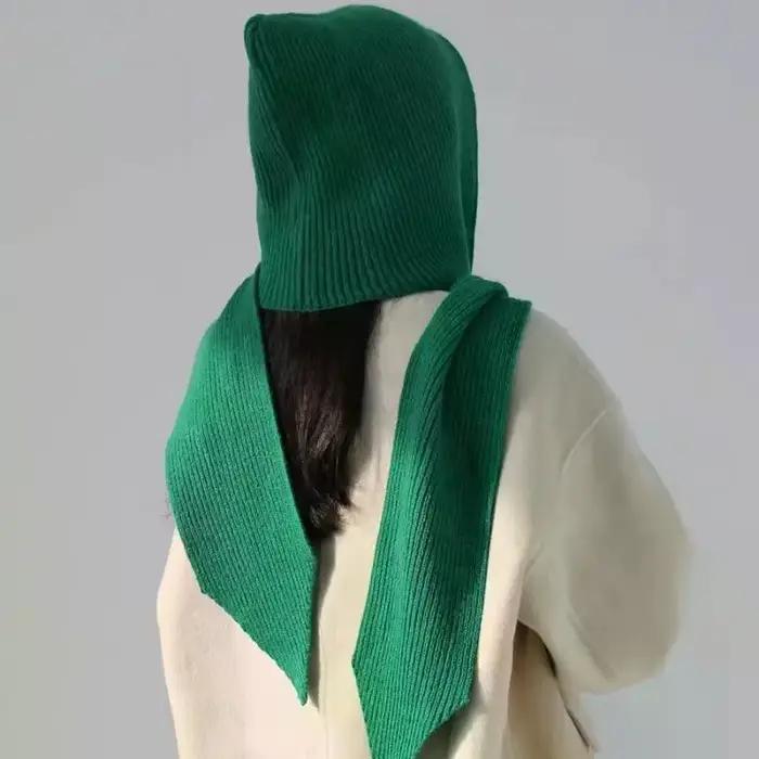 Ensemble bonnet et écharpe en coton tricoté, design géométrique pour femmes, accessoire hivernal chic et pratique