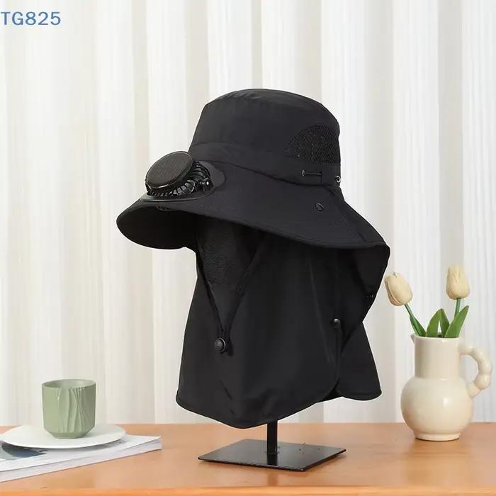 Chapeau de pêche pour homme avec panneau solaire