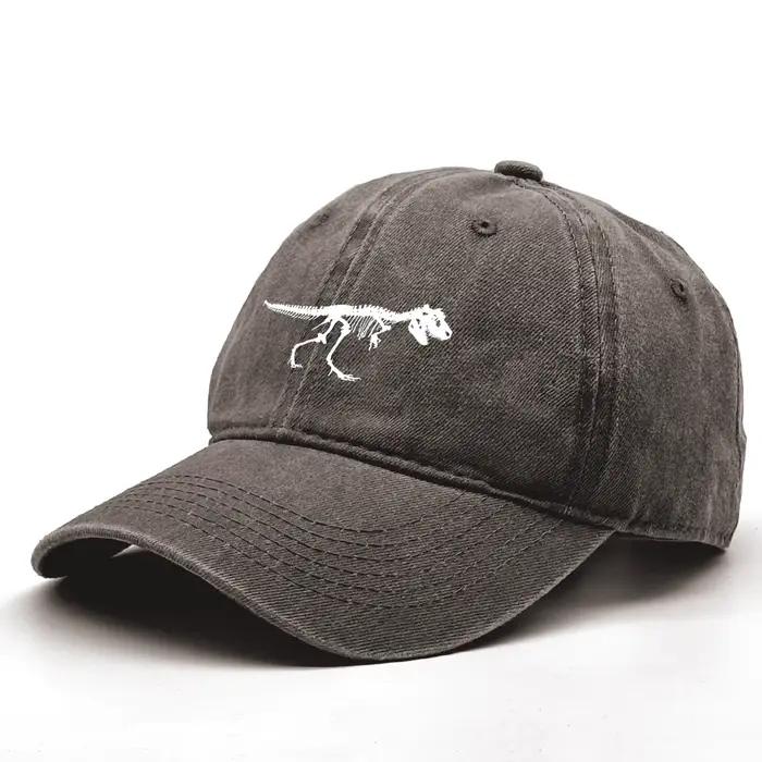 Casquette de baseball T-Rex Skull Skeleton style vintage délavé motif dinosaure fosseil pour hommes et femmes occasions extérieures et spéciales