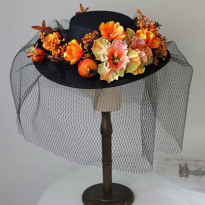 Chapeau de Mariée Style Forêt à Motifs Floraux