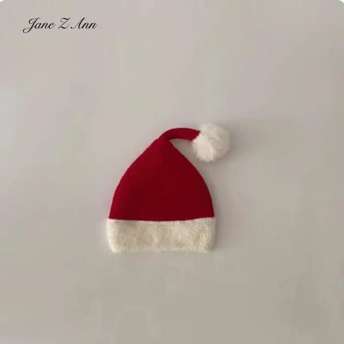 Bonnet de Noël tricoté pour bébé, rouge, accessoire de fête, confort coton, style européen, américain, pour les tout-petits, 0-1 ans, ajustement facile, photos de famille, fêtes de Noël