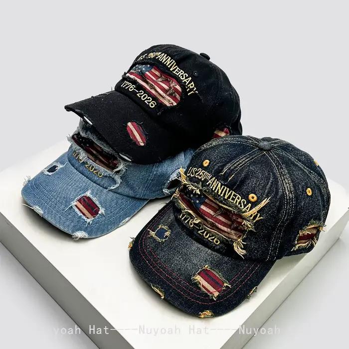 Nouvelles casquettes de baseball unisexe avec drapeau américain brodé