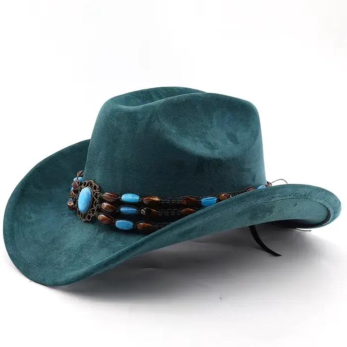 Chapeau de cowboy occidental en daim pour homme et femme