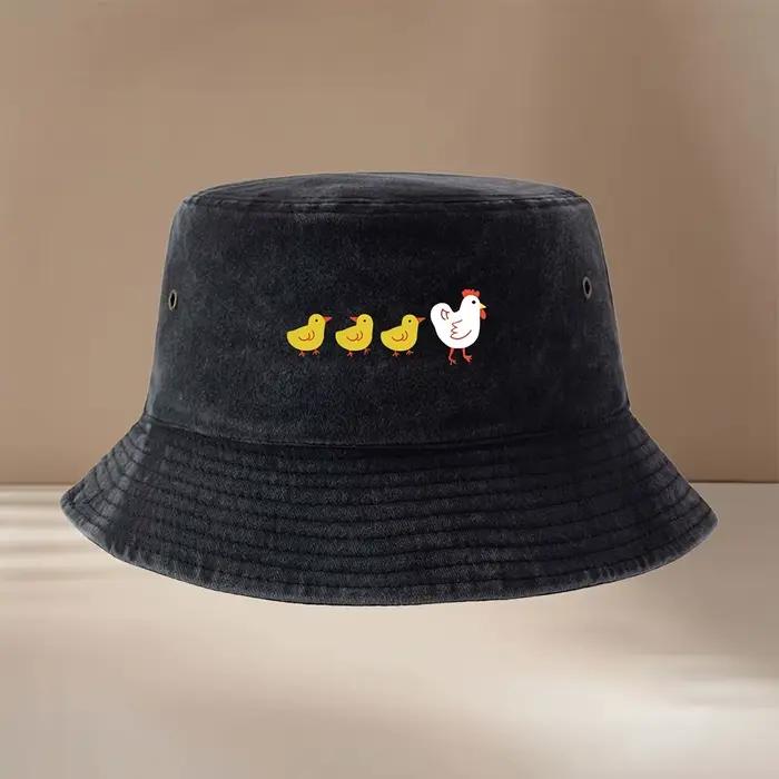 Chapeau de pêcheur avec motif poule et poussin
