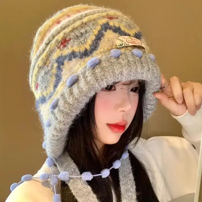Cagoule tricotée en Jacquard de Style féerique classique pour femmes