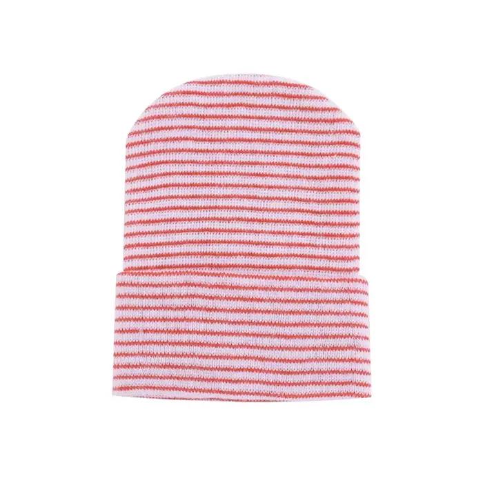 Mignon nouveau-né bébé chapeau infantile fille garçon confortable rayé hôpital casquette hiver chaud enfant en bas âge