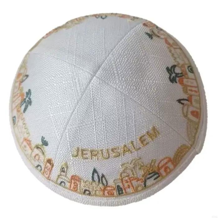 Chapeau kippa en coton brodé ethnique pour hommes