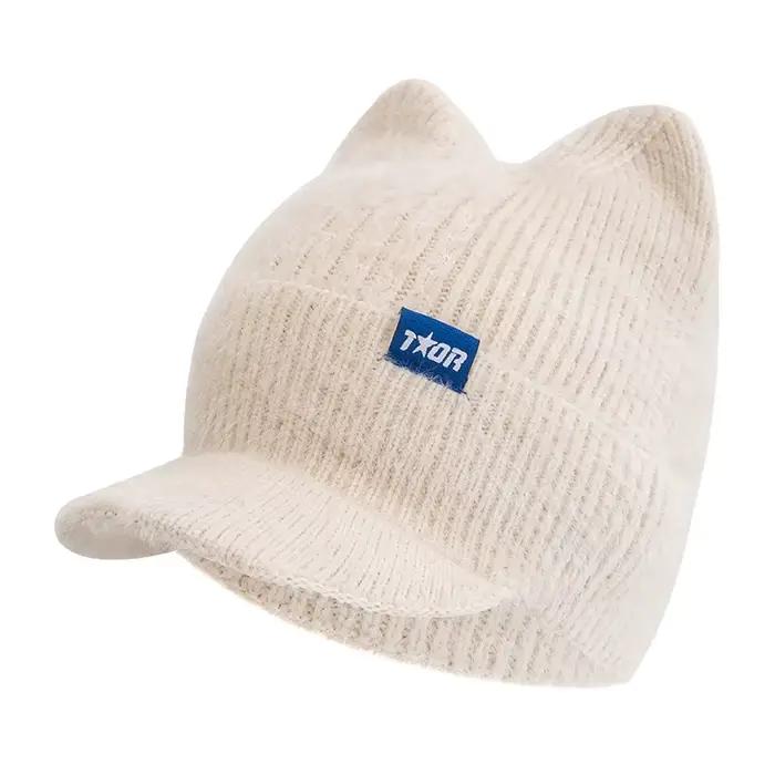 Nouveau femmes bonbons couleurs chapeau d'hiver mode fausse fourrure tricoté