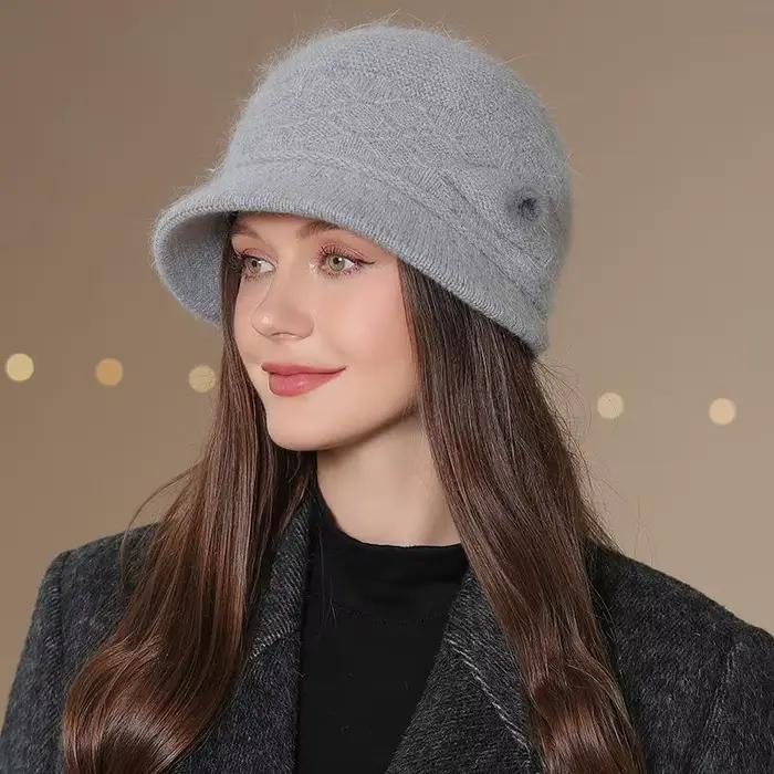 Casquette UP POSITIVE Femme Doublée Fourrure Tricotée Florale Occasions Décontractées Hiver