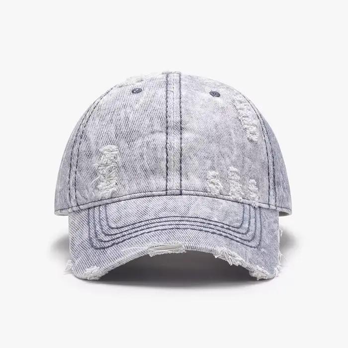Casquette de baseball unisexe en denim de coton délavé et déchiré