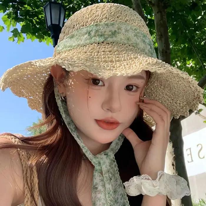 Chapeau de paille pliable pour femme