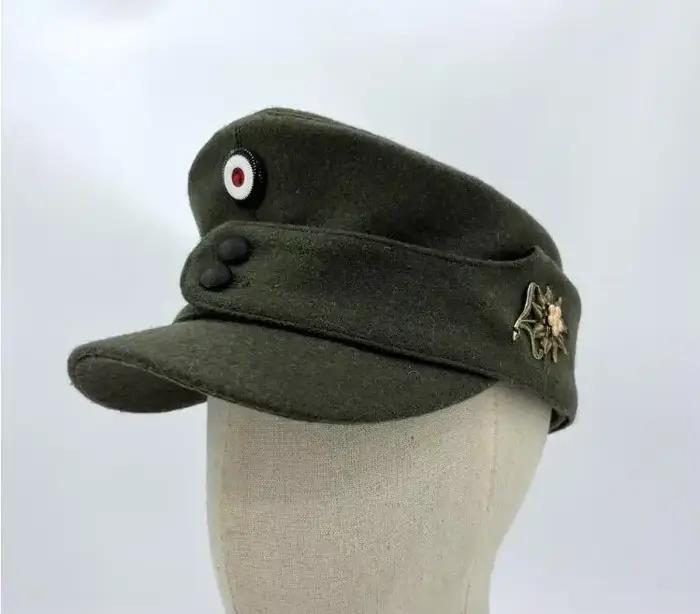 Chapeau allemand casquette d'hiver montagne vert officier vintage