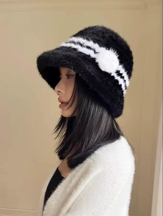 Chapeau en vraie fourrure de vison pour femmes