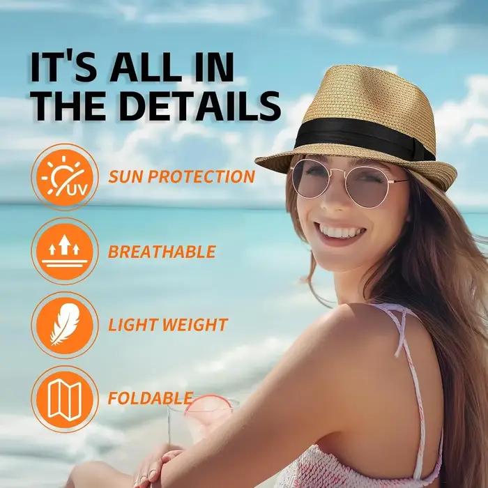 Chapeau Fedora en paille pour femmes et hommes