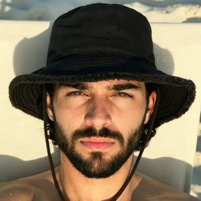 Chapeau Bob Pêcheur Pliable pour Homme avec Large Bord Anti-UV et Cordon de Serrage – Idéal Plage et Pêche