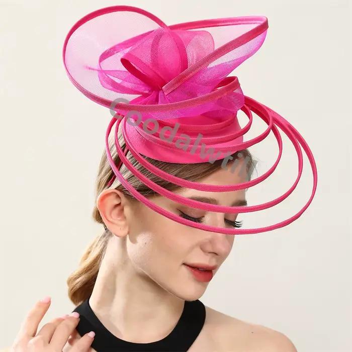 Élégant église fête Fascinator chapeau bandeau femmes dames Derby mariage casque maille chapellerie casquette pince à cheveux Royal Ascot chapeaux