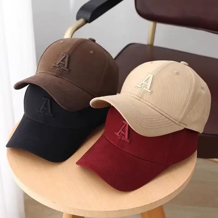 Casquette de baseball vintage classique brodée lettre A pour femme