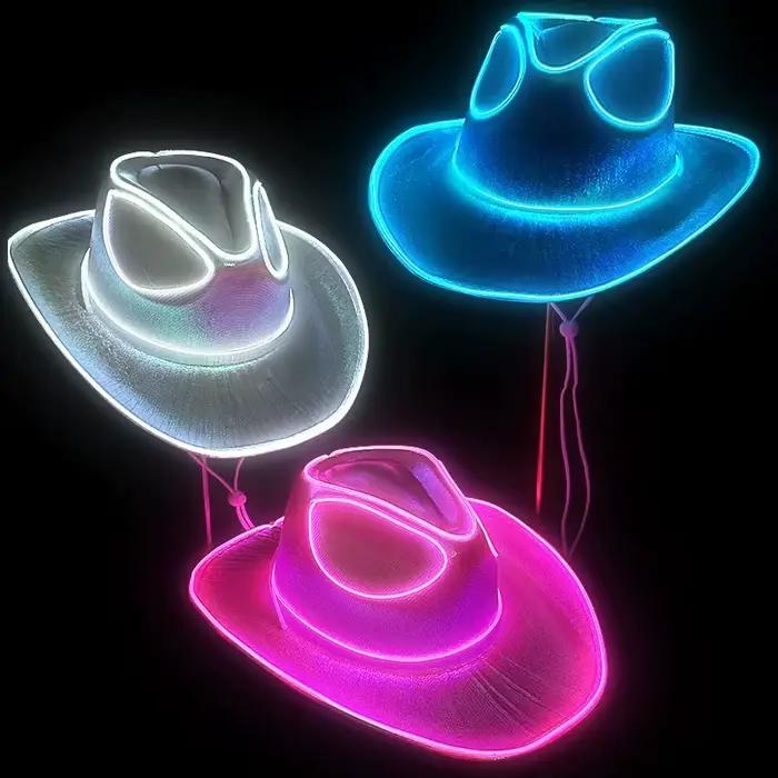 Chapeau de cow-girl de cowboy lumineux avec casquette lumineuse LED