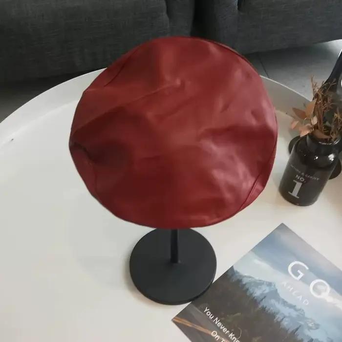 Béret en cuir PU pour femme