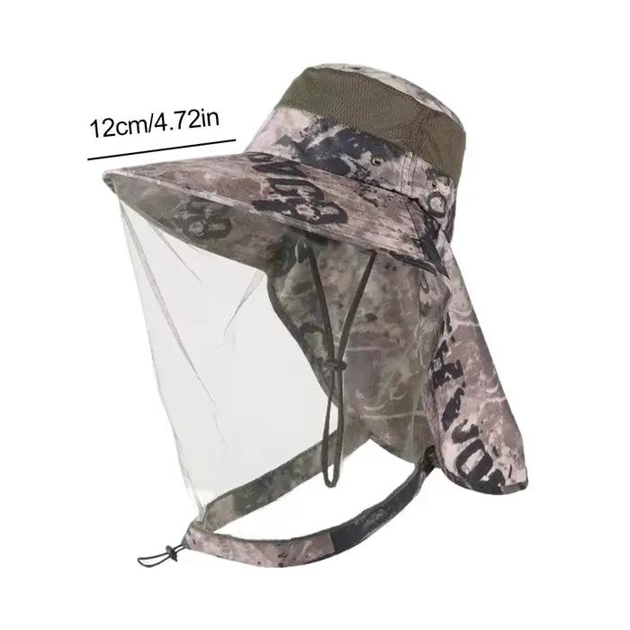 Chapeau anti-moustiques d'extérieur en maille respirante protection complète insectes abeilles randonnée pêche camping protection solaire