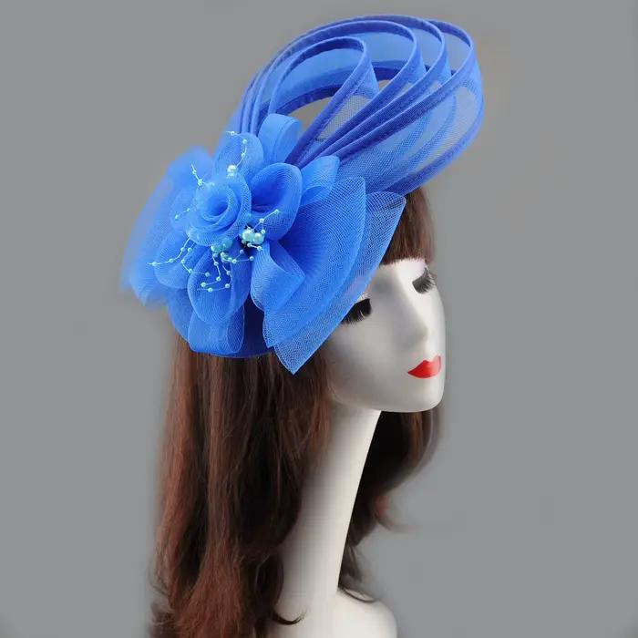 Nouveau design 2026 – Chapeau fascinateur en maille et gaze avec fleur