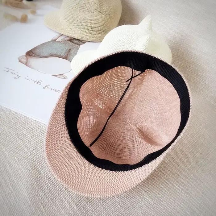 Chapeau de paille avec oreilles de chat pour enfants