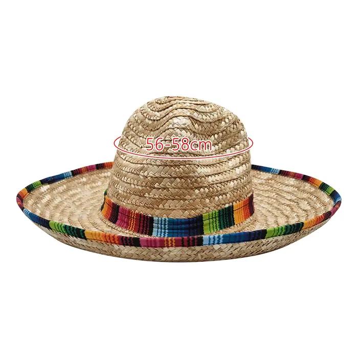 Chapeau Sombrero mexicain en paille tissé à large bord