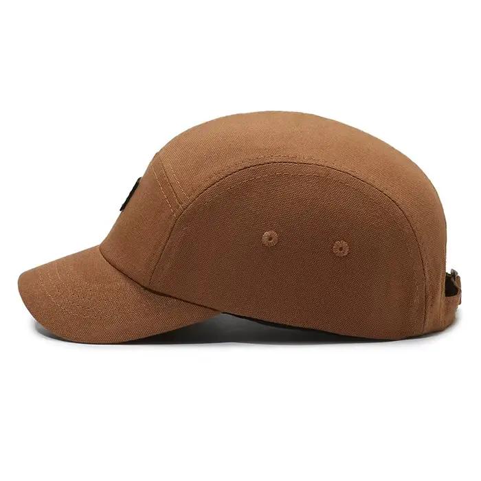 Casquette de baseball rétro marron à visière courte FS pour hommes