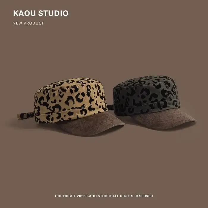 Maillard Style rétro imprimé léopard casquettes de Baseball femmes montrer visage petit printemps automne rue tendance polyvalent Hip Hop plat chapeau haut-de-forme