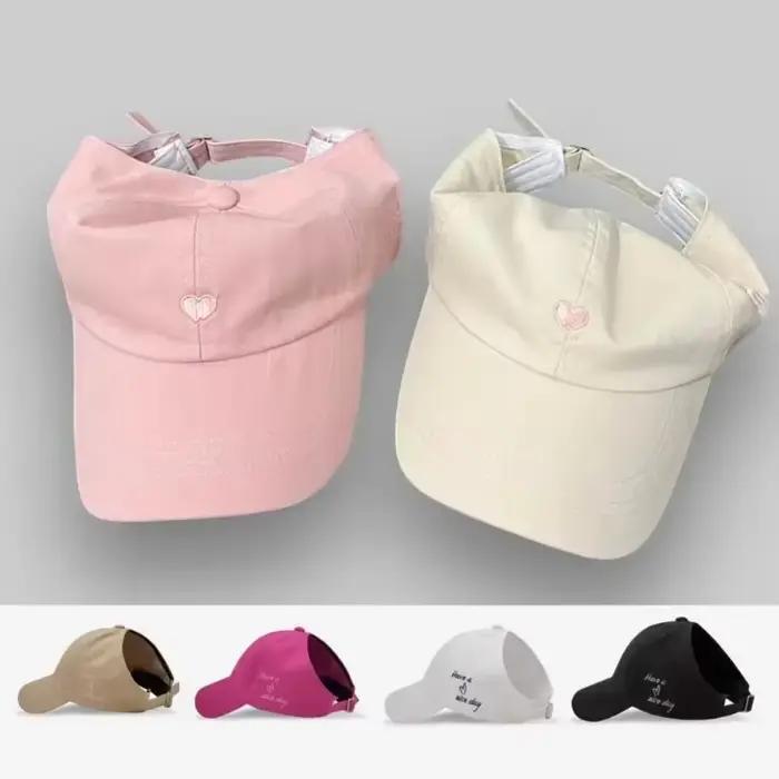 Casquette de baseball brodée avec un cœur d'amour Conception de queue vide Sangle réglable Chapeau de