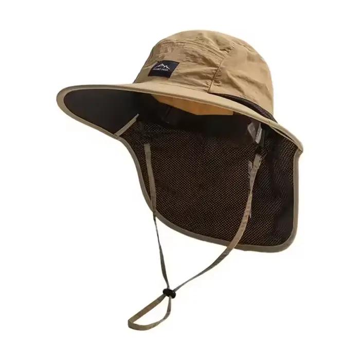 Chapeau de pêcheur unisexe coupe-vent à séchage rapide avec rabat pour le cou protection UV pêche randonnée activités plein air