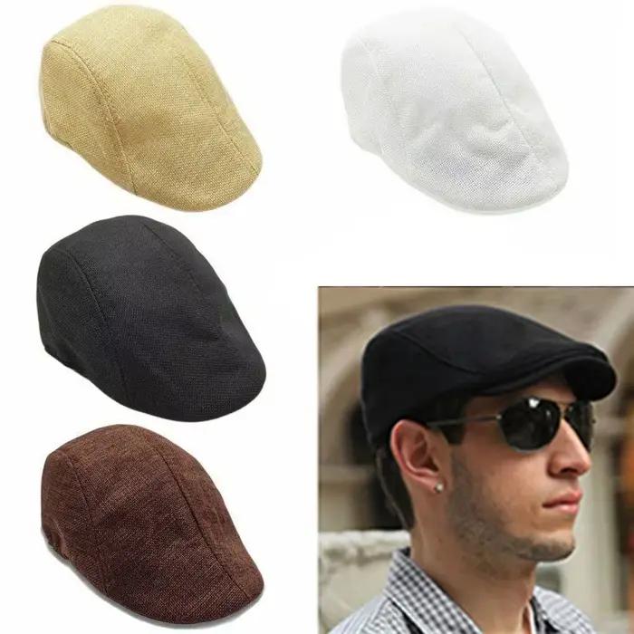 Béret en lin vintage pour hommes et femmes, casquette sport réglable, béret élégant, chapeau extérieur, accessoire mode automne printemps