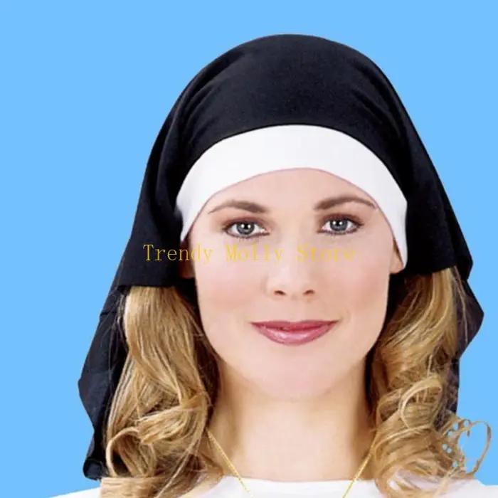 Chapeau de nonne pour femme adulte - Accessoire de costume pour Halloween et cosplay - Polyester non tissé - Style mystérieux et sophistiqué - Occasions spéciales et soirées à thème