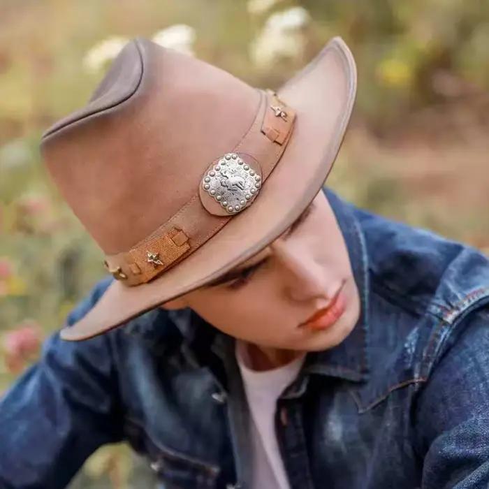 36 Stlye 100% cuir hommes Western Cowboy chapeau pour Gentleman papa Cowgirl Sombrero Hombre casquettes grande taille