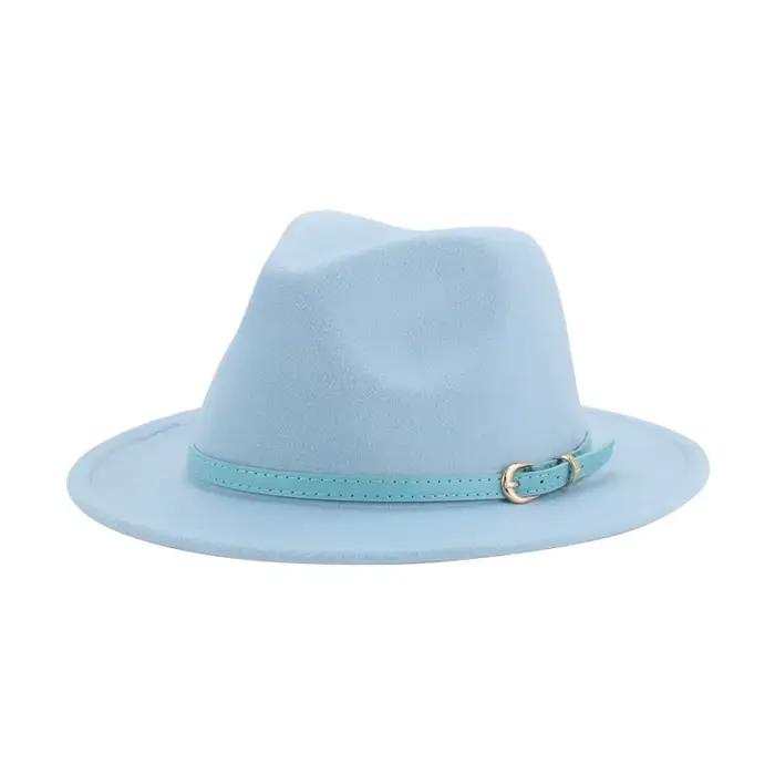 Fedora Classique avec Ceinture Polyvalent pour Femmes Garçons Occasions Formelles et Décontractées Automne Hiver Printemps Été