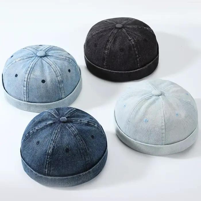 Mode dôme Melon casquette Vintage Denim sans bords chapeau Hip Hop propriétaire