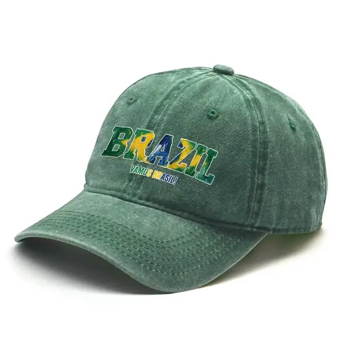 Casquette de baseball réglable avec drapeau du Brésil imprimé