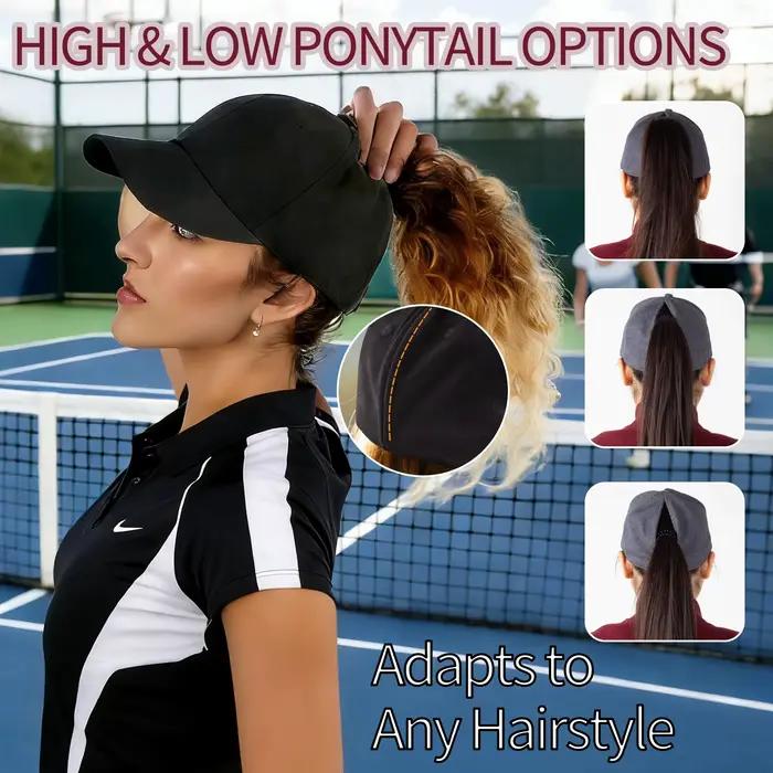 Casquettes de baseball pour femmes avec fermeture magnétique et ouverture arrière discrète pour toutes les longueurs de queue de cheval