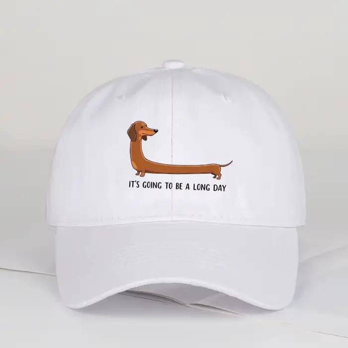 Casquette de baseball imprimée Fun Dachshund « Long Day » – Réglable