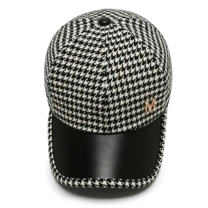 Casquette de baseball à carreaux pour femmes garde au chaud coupe-vent tendance sauvage hiver occasionnels