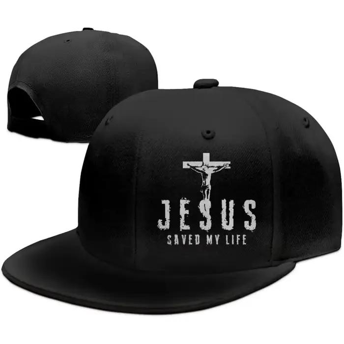 Casquette de baseball réglable pour homme, chapeau Snapback croisé, billet plat, message chrétien, Jésus a sauvé ma vie, cadeau pour papa, mari, occasion spéciale, look décontracté, quatre saisons