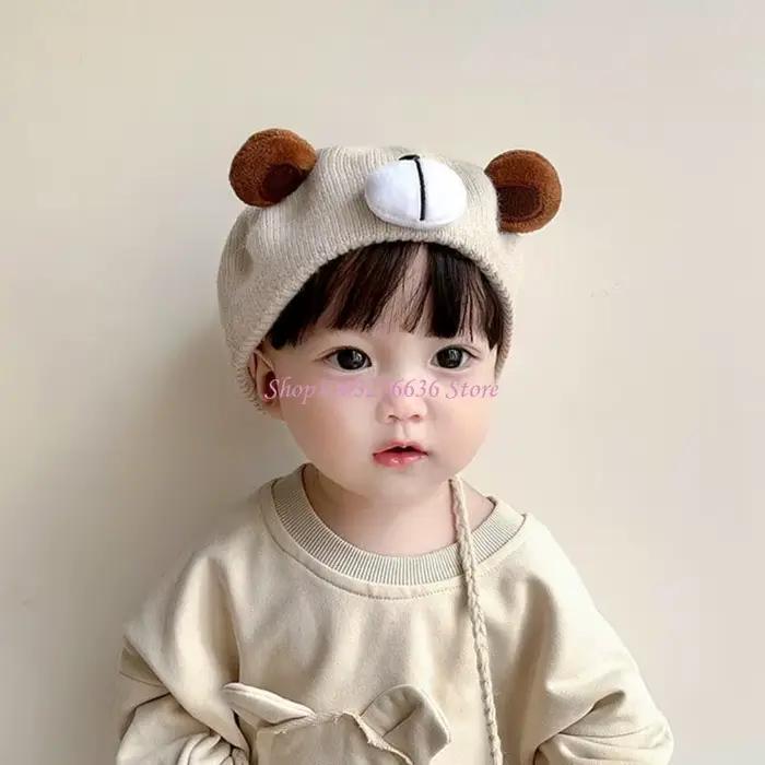 R6FD – bonnet tricoté ours dessin animé mignon pour garçons filles
