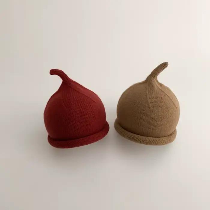 Mignon bébé tricoté pull casquette 3-24M enfants couleur unie laine chapeau garçons filles enfant en bas âge hiver