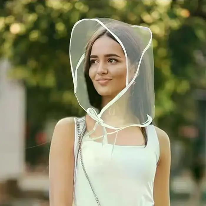 Chapeau de pluie transparent imperméable à large bord - Protection contre le vent pour une utilisation en extérieur