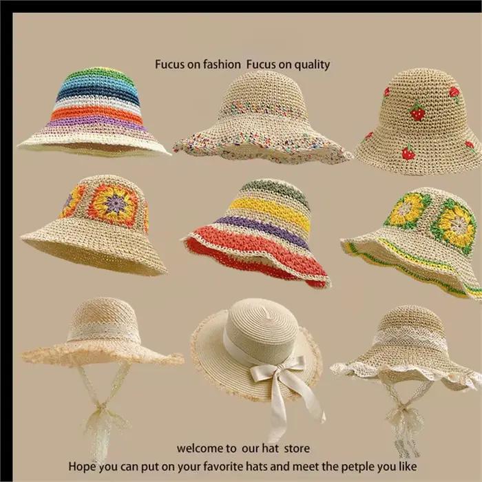 Chapeau de paille tissé polyvalent pour femmes