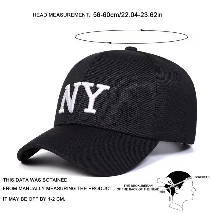Casquette de baseball unisexe avec broderie NY en polyester pour hommes et femmes, décontractée, ajustable, solaire et sportive pour printemps et automne