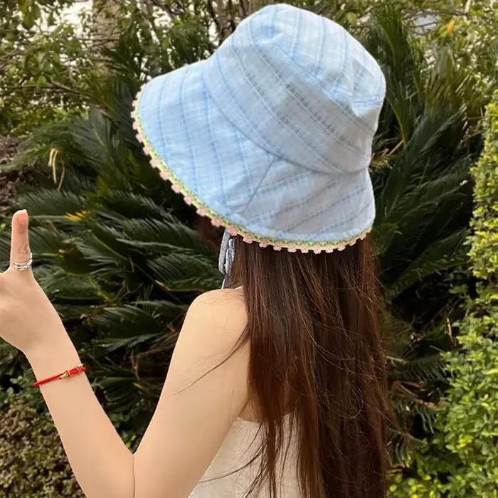 Chapeau Bob en Dentelle à Bord Large pour Femme
