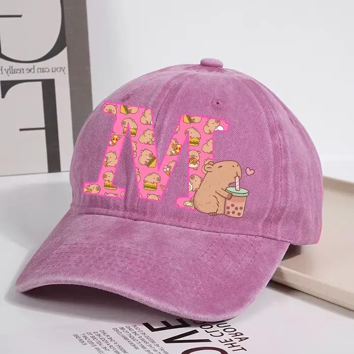 Capibara casquette de Baseball pour femmes nouveau mignon Capybara lettre A-Z chapeau de soleil Sport de plein air voyage Sunbonnet adulte mode couvre-chef cadeau