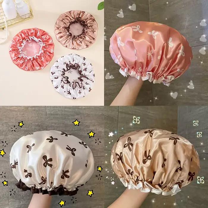 1 bonnet de douche double couche imperméable réutilisable imprimé pour femmes